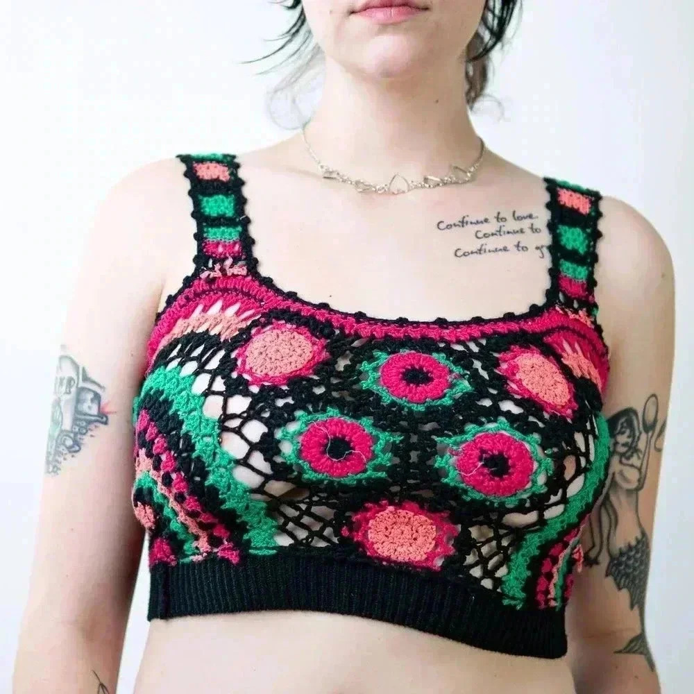 Handmade Crochet Knit Crop Top - S/M - Picture 3 of 7